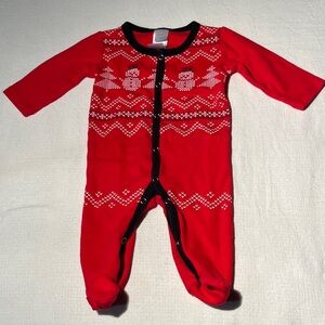 Nice Baby Ganz Red 100% Cotton Pajamas With Winter Pattern - Size 3 - 6 Months